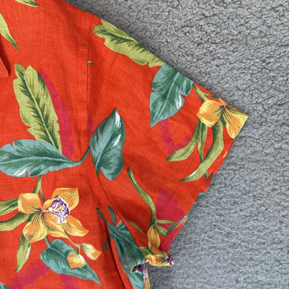 Ralph Lauren Orange Floral Button-Down Shirt - Picture 5 of 11